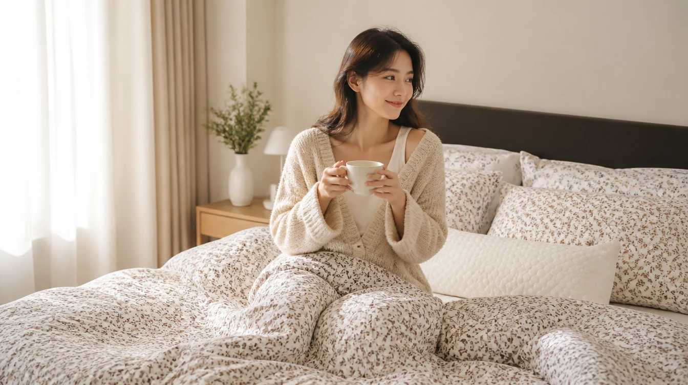 플라워 침구로 연출한 침실